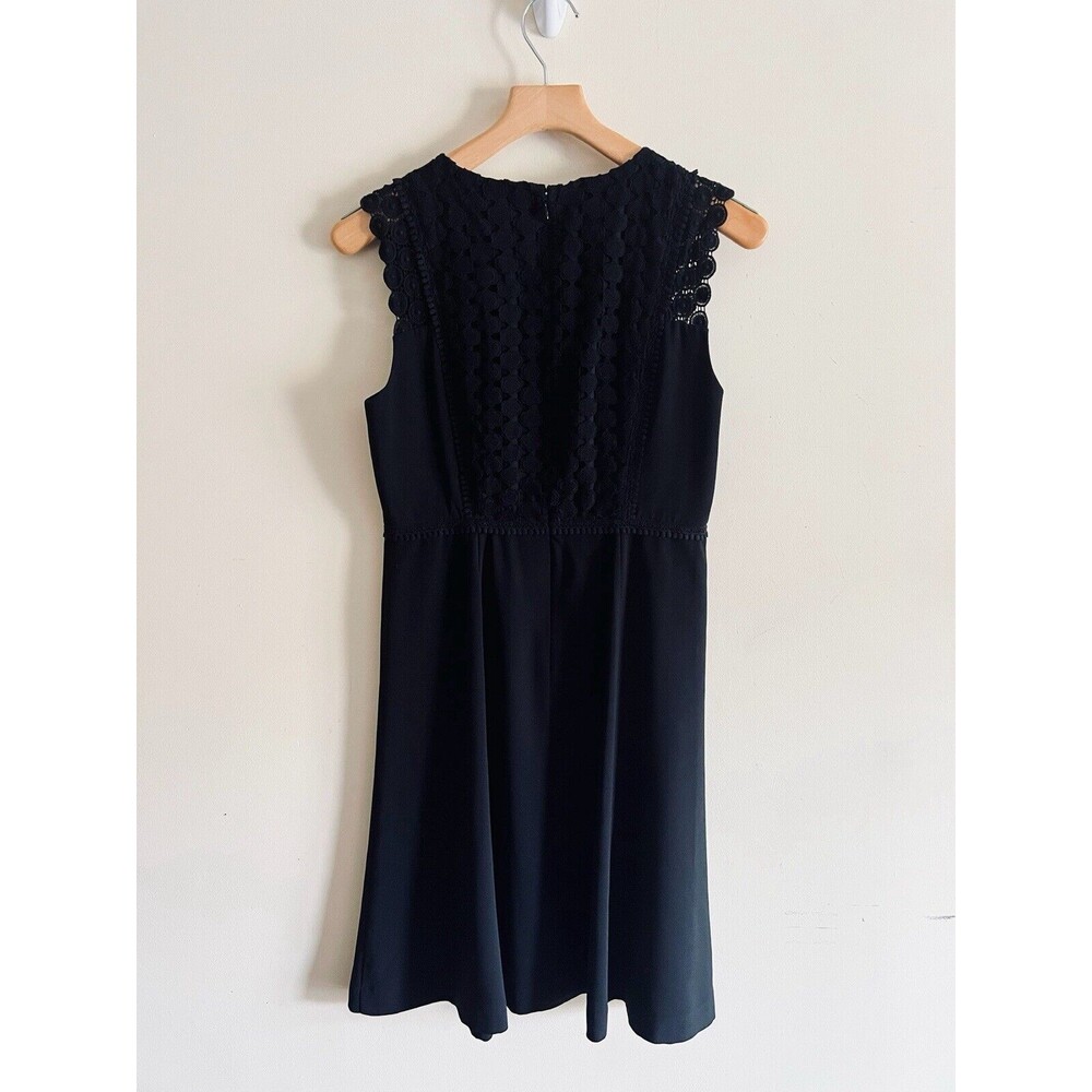 Ann Taylor Dress Sleeveless A-Line Back Zipper Sewn Lace Detail Black Size 6